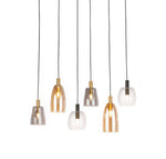 Divine 6Lt Multi-Drop Pendant - Black Metal & Coloured Glass