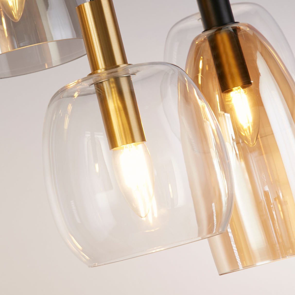 Searchlight Electric Divine 6Lt Multi-Drop Pendant - Black Metal & Coloured Glass 36463-6BK