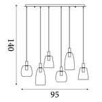 Searchlight Electric Divine 6Lt Multi-Drop Pendant - Black Metal & Coloured Glass 36463-6BK
