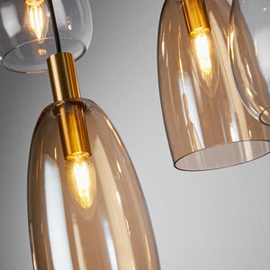 Searchlight Electric Divine 8Lt Multi-Drop Pendant - Black Metal & Coloured Glass 36463-8BK
