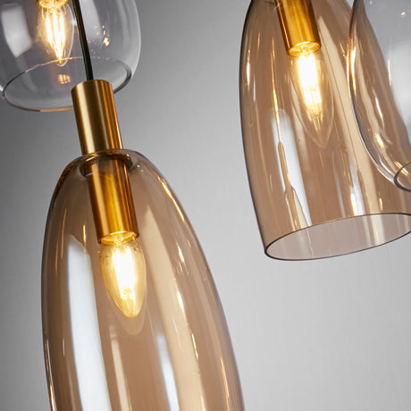 Searchlight Electric Divine 8Lt Multi-Drop Pendant - Black Metal & Coloured Glass 36463-8BK