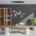 Searchlight Electric Divine 8Lt Multi-Drop Pendant - Black Metal & Coloured Glass 36463-8BK