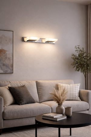 Searchlight Electric Luna 2Lt LED Wall Light - Chrome & Frosted Glass 3752-2CC