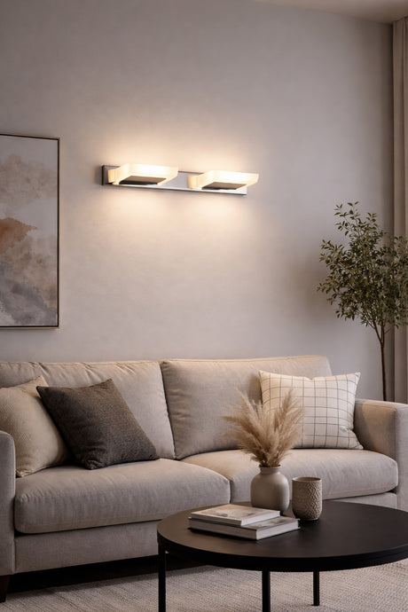 Searchlight Electric Luna 2Lt LED Wall Light - Chrome & Frosted Glass 3752-2CC