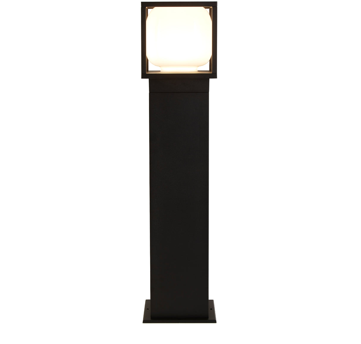Athens Outdoor Post - Black Metal & Opal Glass