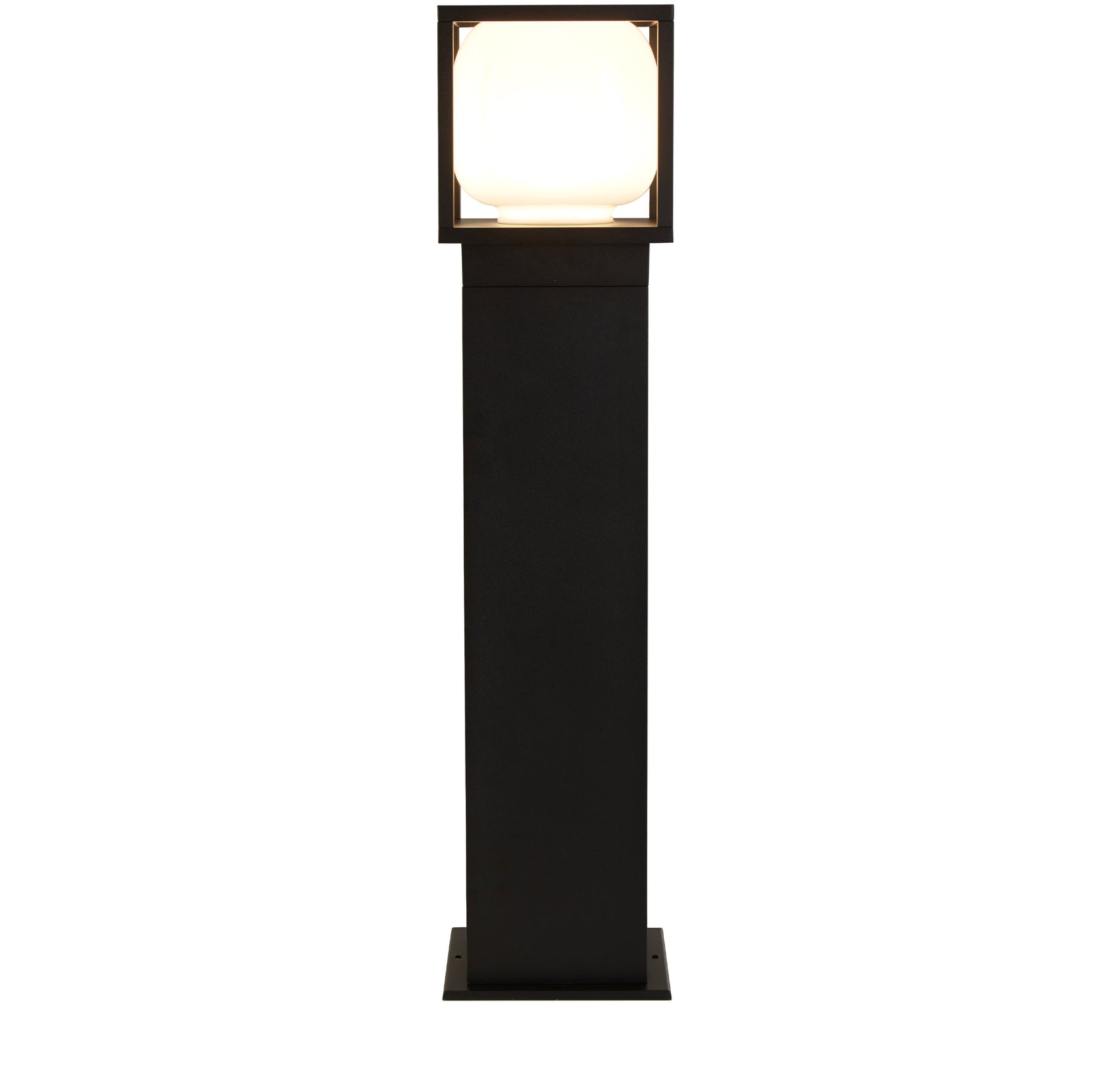 Athens Outdoor Post - Black Metal & Opal Glass
