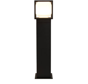 Athens Outdoor Post - Black Metal & Opal Glass