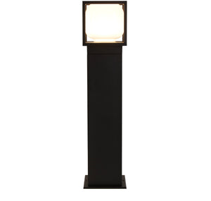 Athens Outdoor Post - Black Metal & Opal Glass