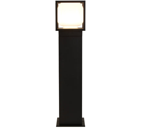 Athens Outdoor Post - Black Metal & Opal Glass
