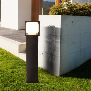 Searchlight Electric Athens Outdoor Post - Black Metal & Opal Glass 38141-650