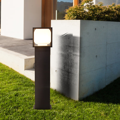 Searchlight Electric Athens Outdoor Post - Black Metal & Opal Glass 38141-650