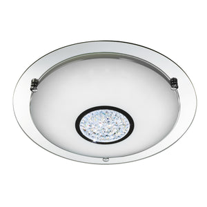 Portland LED Bathroom Flush, Chrome Metal, Glass & Crystal I