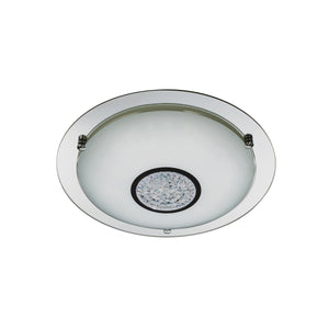 Searchlight Electric Portland LED Flush - Chrome, Mirror, White Glass Shade, IP44 3883-41
