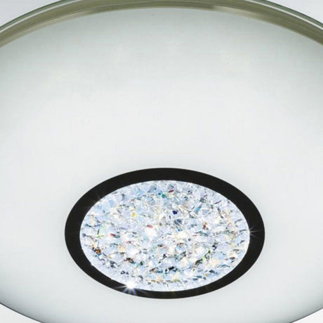 Searchlight Electric Portland LED Flush - Chrome, Mirror, White Glass Shade, IP44 3883-41