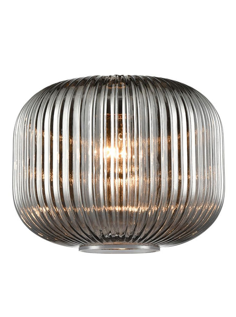 Franklite PCH461-389 Pendant Mezcla Pendant aged brass - Ribbed Smoked Glass 255mm