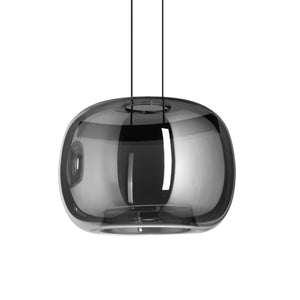 Eglo EU Hortunas LED Four Light Pendant Black Steel with Rounded Fumed Glass Shades