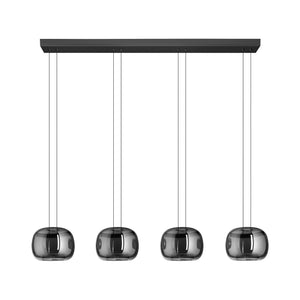 Eglo EU Hortunas LED Four Light Pendant Black Steel with Rounded Fumed Glass Shades