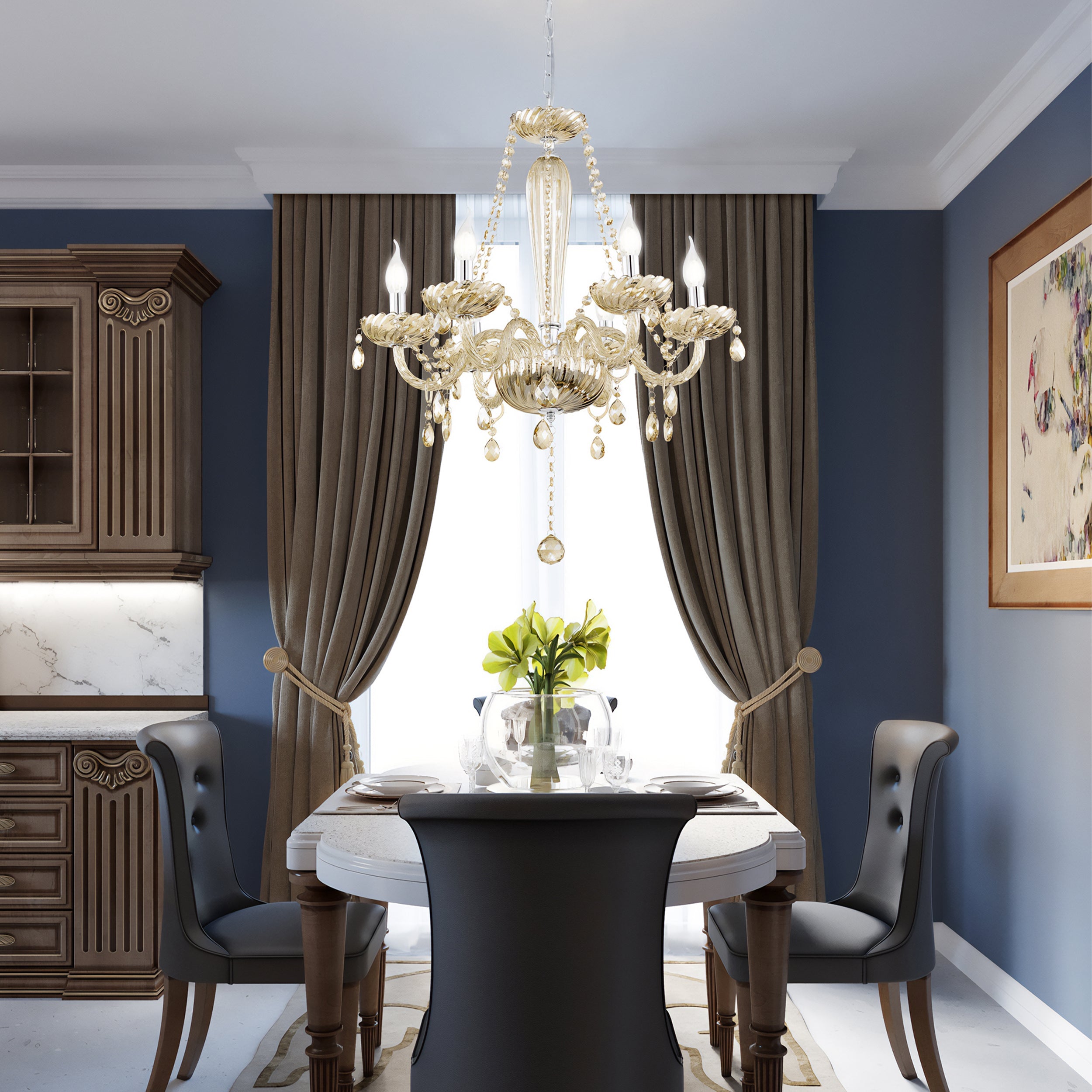 Eglo EU Tabley Black Steel & Fabric Contemporary Single Pendant