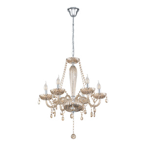 Eglo EU Basilano Cognac Glass Crystal Pendant Light, (D) 72cm