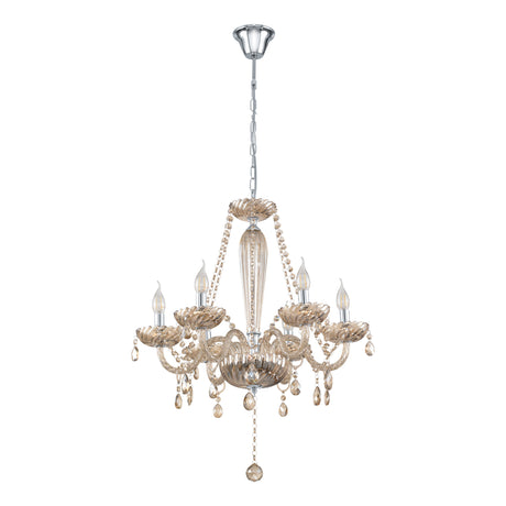 Eglo EU Basilano Cognac Glass Crystal Pendant Light, (D) 72cm