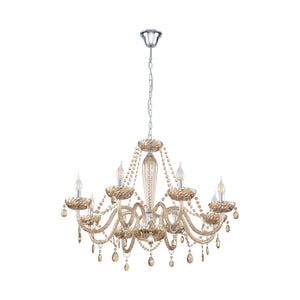 Eglo EU Basilano Cognac Glass Crystal Pendant Light, (D) 82cm