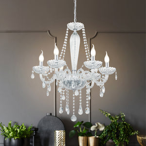 Eglo EU Basilano Chrome Glass Crystal Chandelier Pendant Light, (D) 72cm