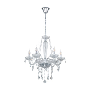 Eglo EU Basilano Chrome Glass Crystal Chandelier Pendant Light, (D) 72cm