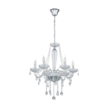 Eglo EU Basilano Chrome Glass Crystal Chandelier Pendant Light, (D) 72cm