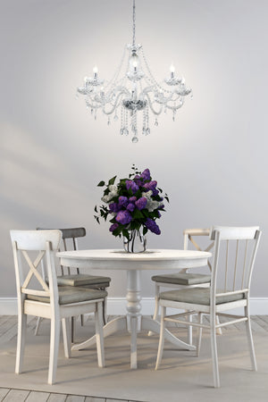 Eglo EU Basilano Chrome Glass Crystal Pendant Light, (D) 82cm