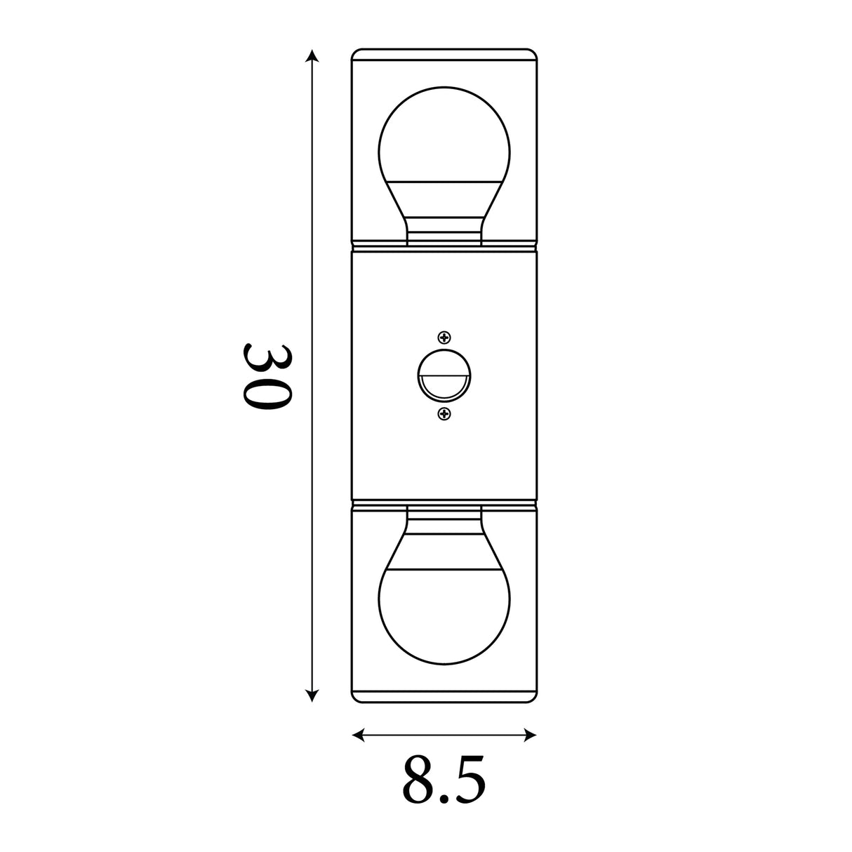 Searchlight Electric Colorado LED Outdoor Up/Down Wall Light, Aluminium & PC 39230BK-PIR