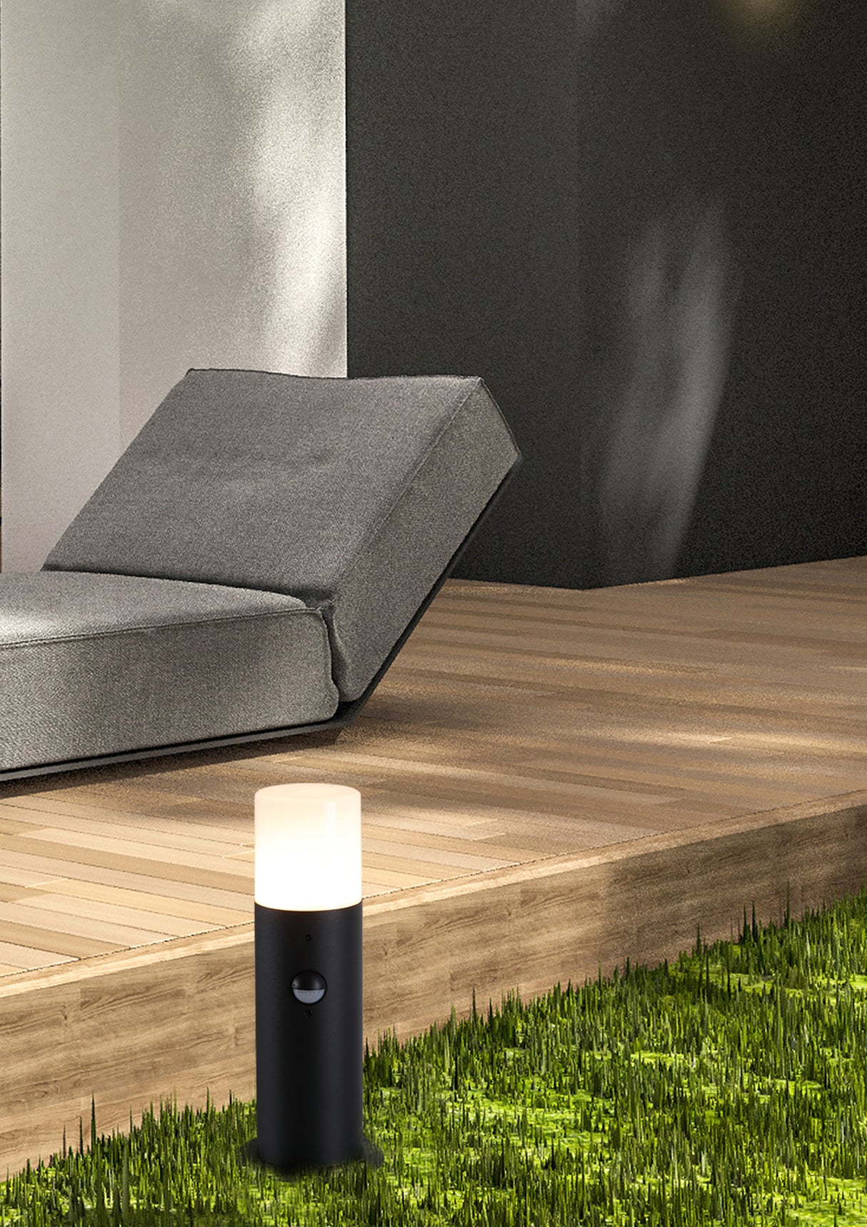 Searchlight Electric Colorado LED Outdoor Bollard, Aluminium and Polycarbonate 39240BK-300PIR