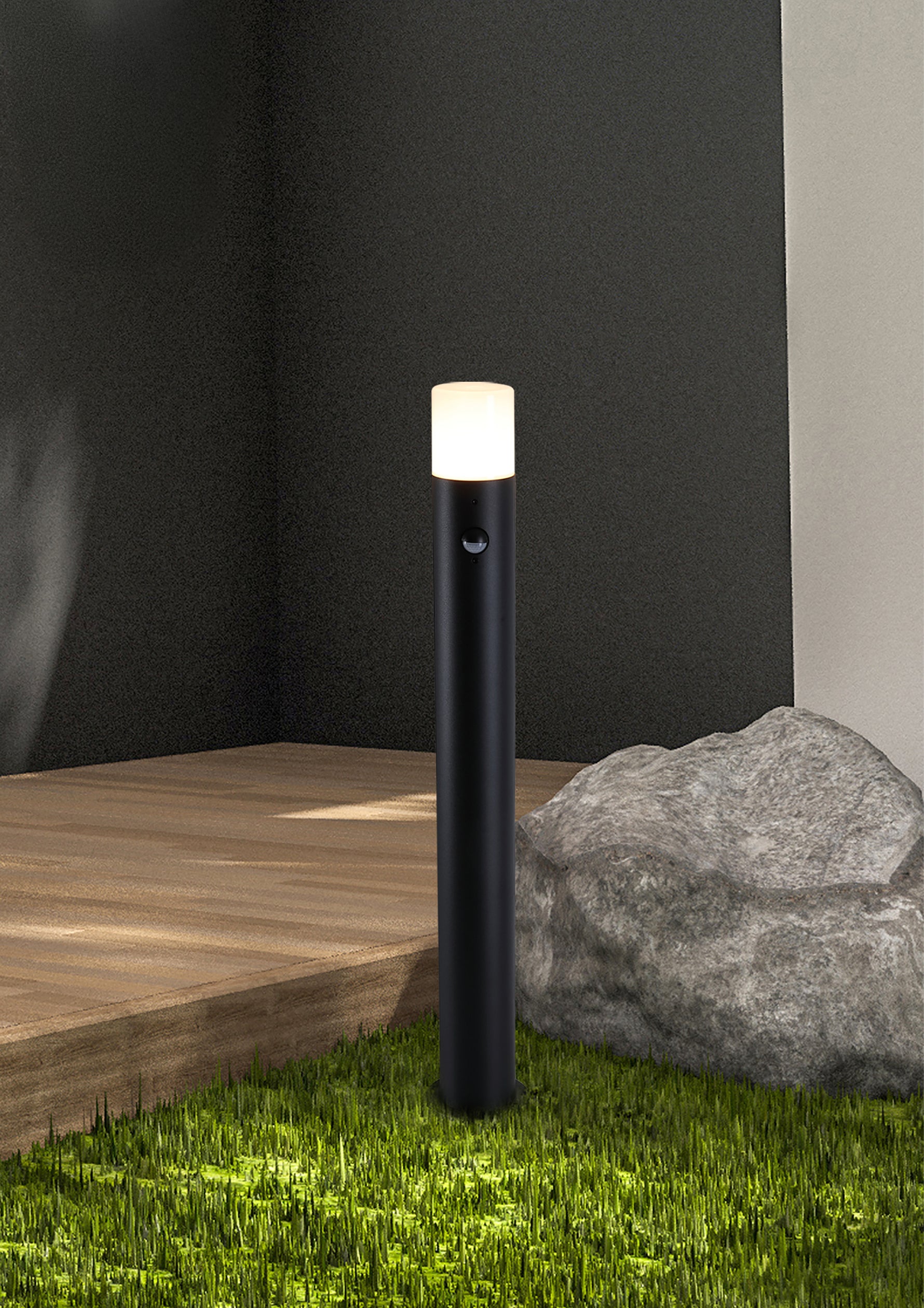 Searchlight Electric Colorado LED Outdoor Bollard, Aluminium and Polycarbonate 39240BK-800PIR