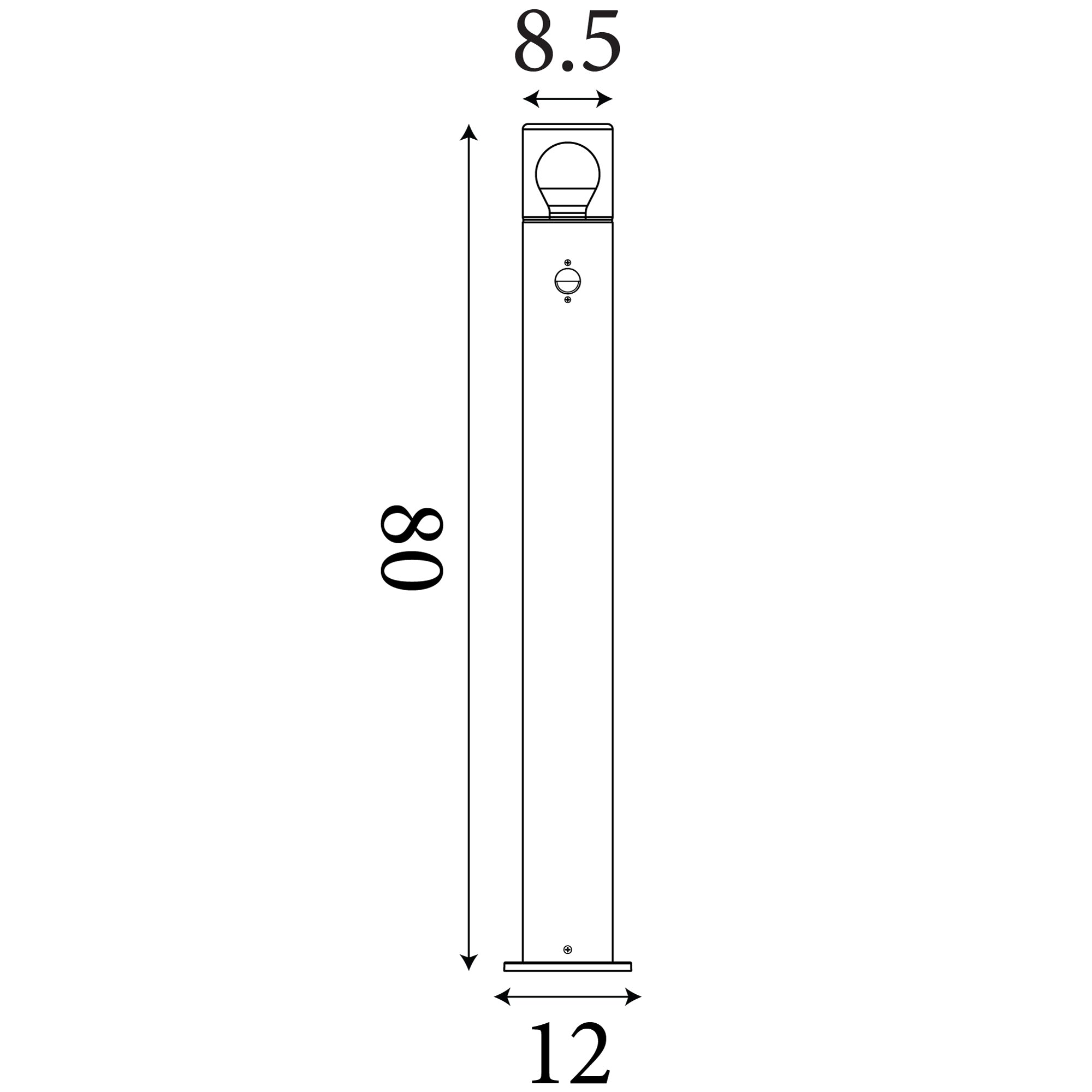 Searchlight Electric Colorado LED Outdoor Bollard, Aluminium and Polycarbonate 39240BK-800PIR