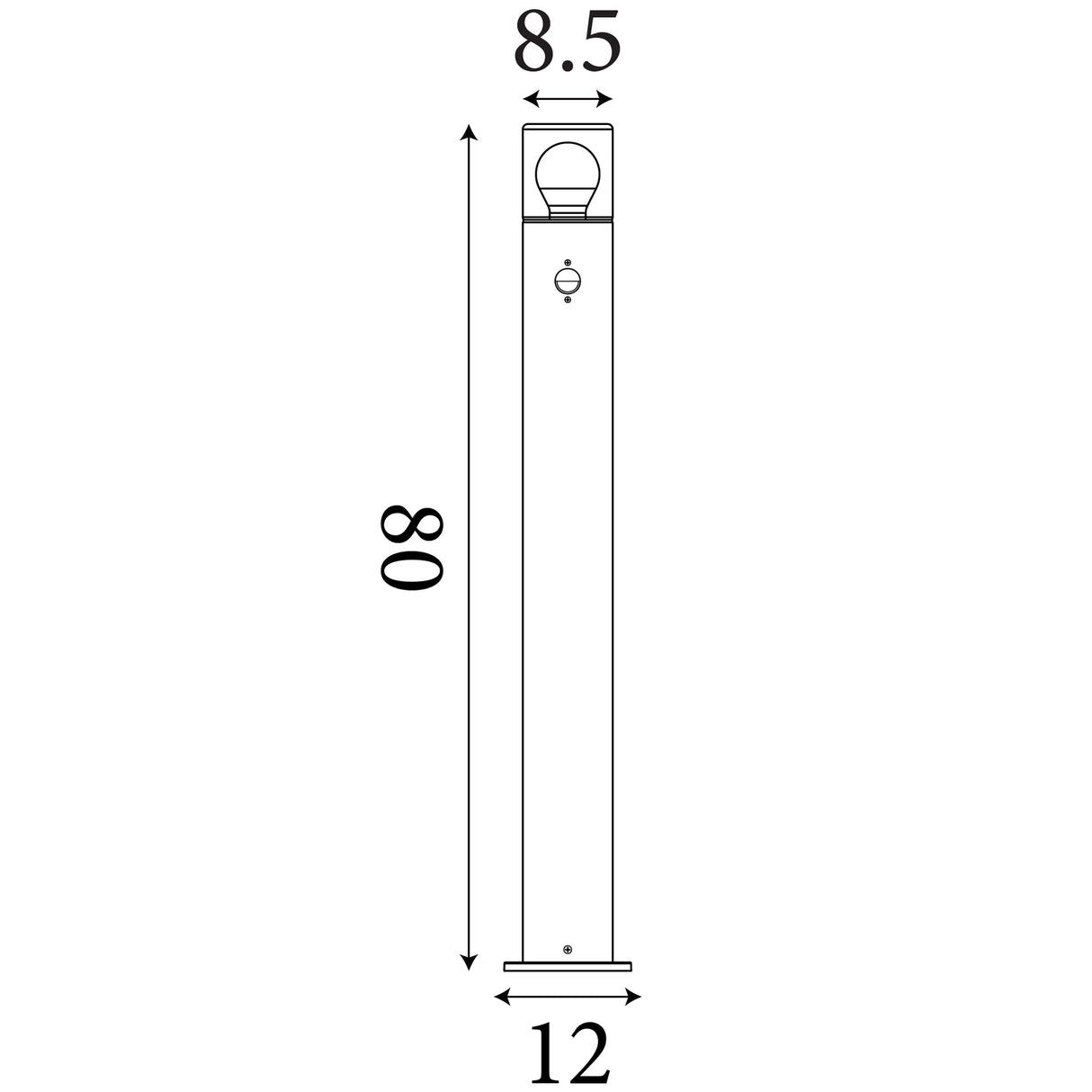 Searchlight Electric Colorado LED Outdoor Bollard, Aluminium and Polycarbonate 39240BK-800PIR