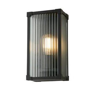 Cincinnati Outdoor Wall Lamp Aluminium, Clear ribbed glass