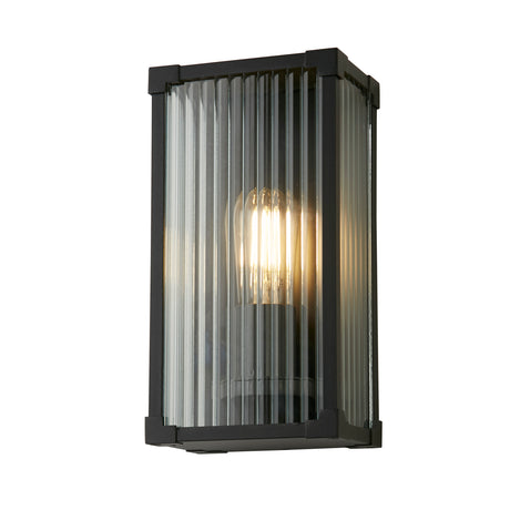 Cincinnati Outdoor Wall Lamp Aluminium, Clear ribbed glass