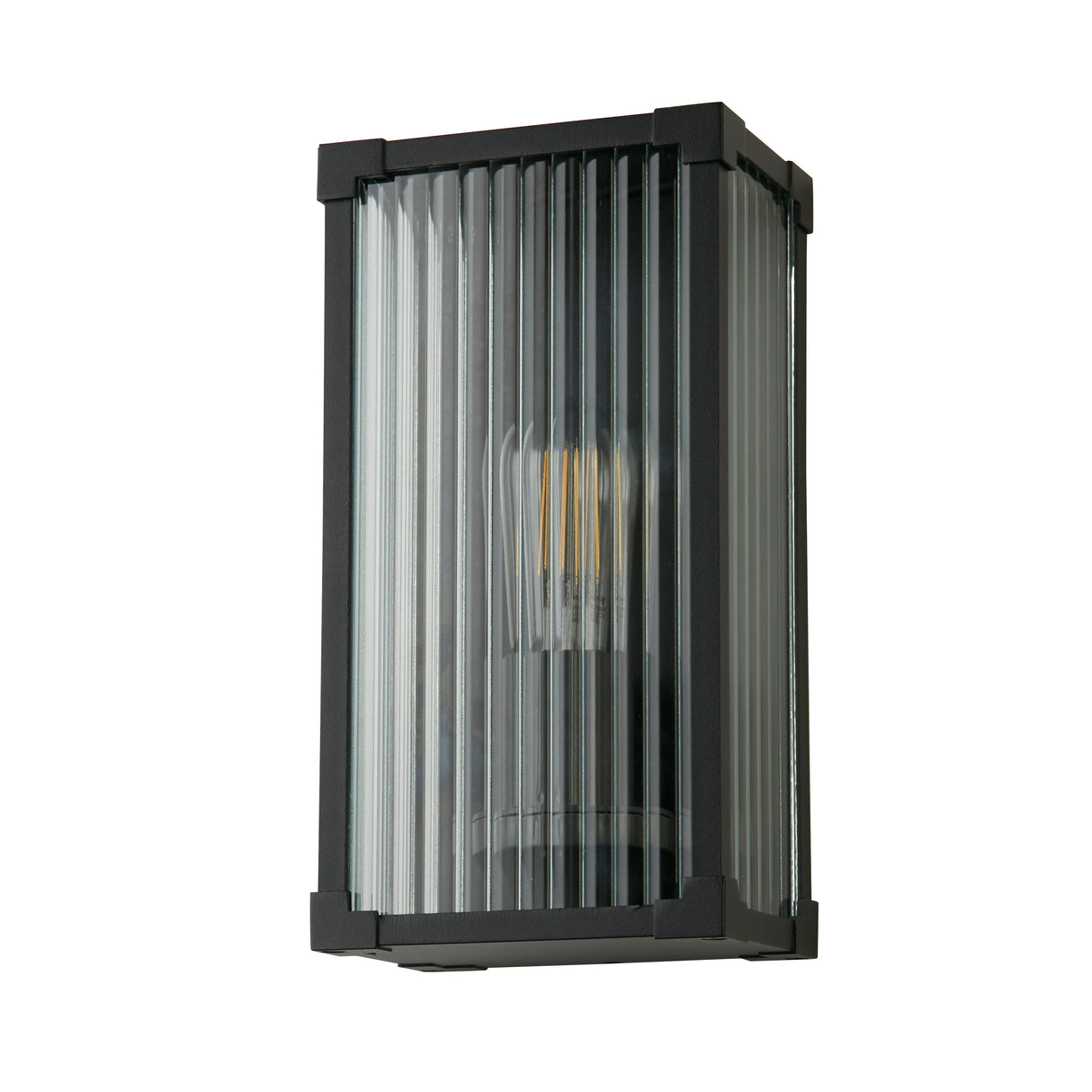 Searchlight Electric Cincinnati Outdoor Wall Lamp Aluminium, Clear ribbed glass 39340BK