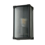 Searchlight Electric Cincinnati Outdoor Wall Lamp Aluminium, Clear ribbed glass 39340BK