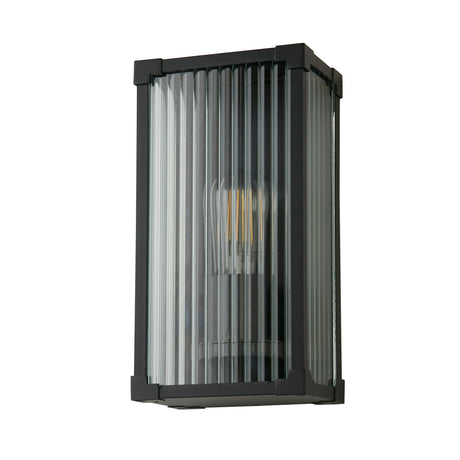 Searchlight Electric Cincinnati Outdoor Wall Lamp Aluminium, Clear ribbed glass 39340BK