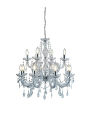 Marie Therese 12Lt Chandelier - Chrome Metal & Clear Acrylic