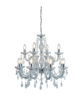 Marie Therese 12Lt Chandelier - Chrome Metal & Clear Acrylic