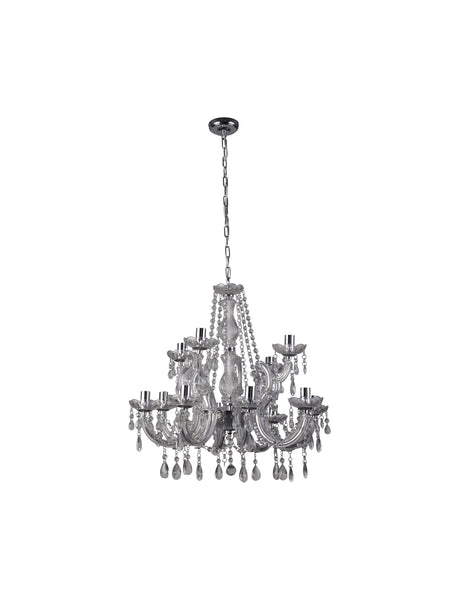 Searchlight Electric Marie Therese 12Lt Chandelier - Chrome Metal & Clear Acrylic 399-12