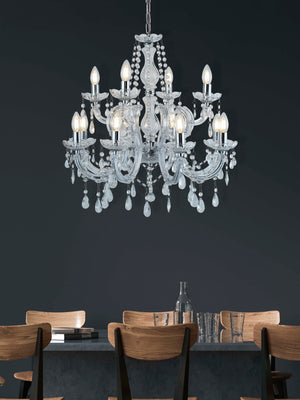 Searchlight Electric Marie Therese 12Lt Chandelier - Chrome Metal & Clear Acrylic 399-12