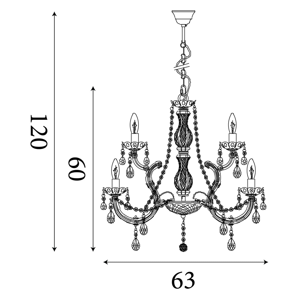 Searchlight Electric Marie Therese 12Lt Chandelier - Chrome Metal & Clear Acrylic 399-12