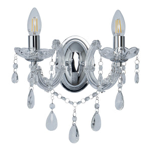 Searchlight Electric Marie Therese  2Lt Wall Light - Chrome Metal & Clear Acrylic 399-2