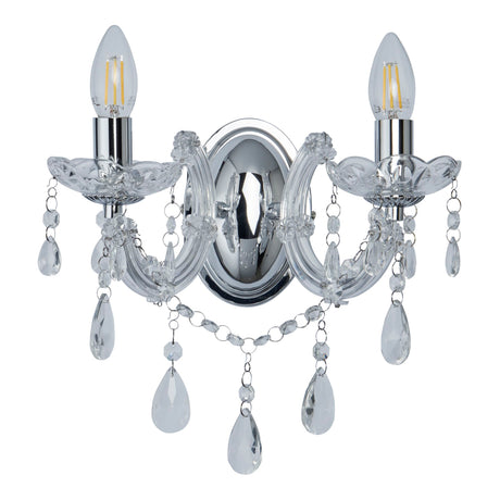 Searchlight Electric Marie Therese  2Lt Wall Light - Chrome Metal & Clear Acrylic 399-2