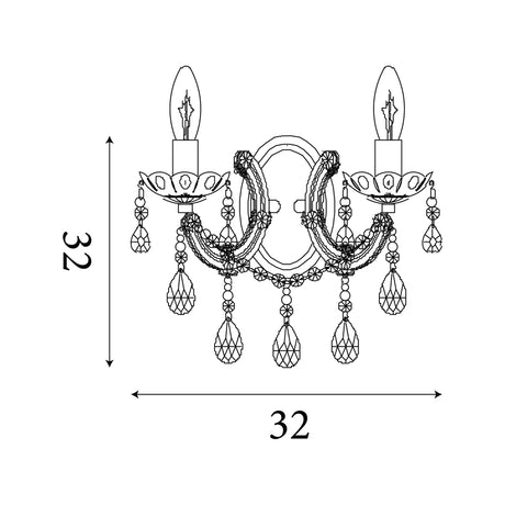 Searchlight Electric Marie Therese  2Lt Wall Light - Chrome Metal & Clear Acrylic 399-2