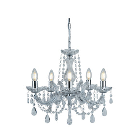 Marie Therese  5Lt Pendant - Chrome Metal & Clear Acrylic