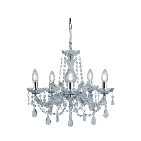 Marie Therese  5Lt Pendant - Chrome Metal & Clear Acrylic