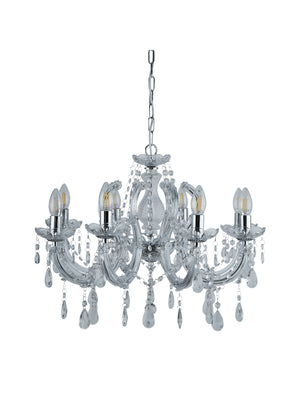 Searchlight Electric Marie Therese 8Lt Pendant - Chrome Metal & Clear Acrylic 399-8